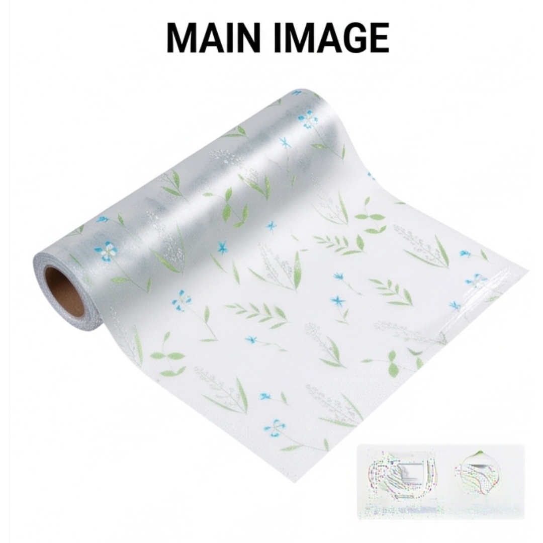 Window Insulation Film - Zelfklevende blauwe wilde bloemen matglasfolie privacybescherming