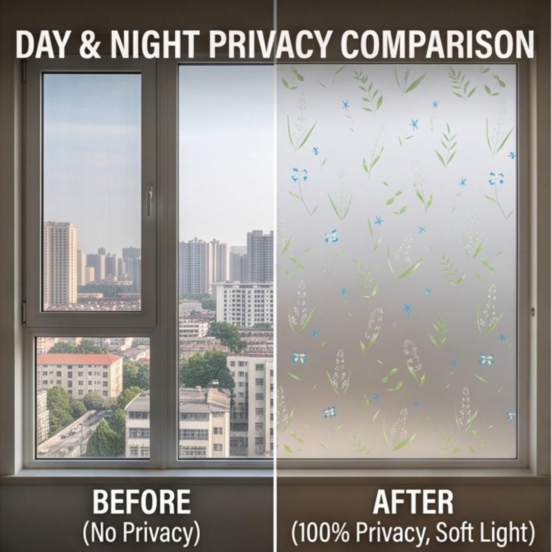 Zelfklevende frisse bloemenbla - Window Insulation Film recensie en prijs