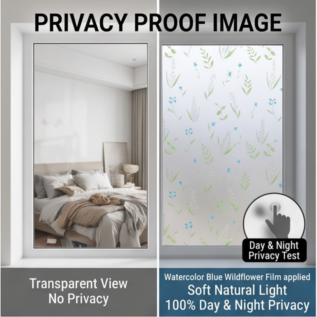 Zelfklevende blauwe wilde bloe - Window Insulation Film recensie en prijs