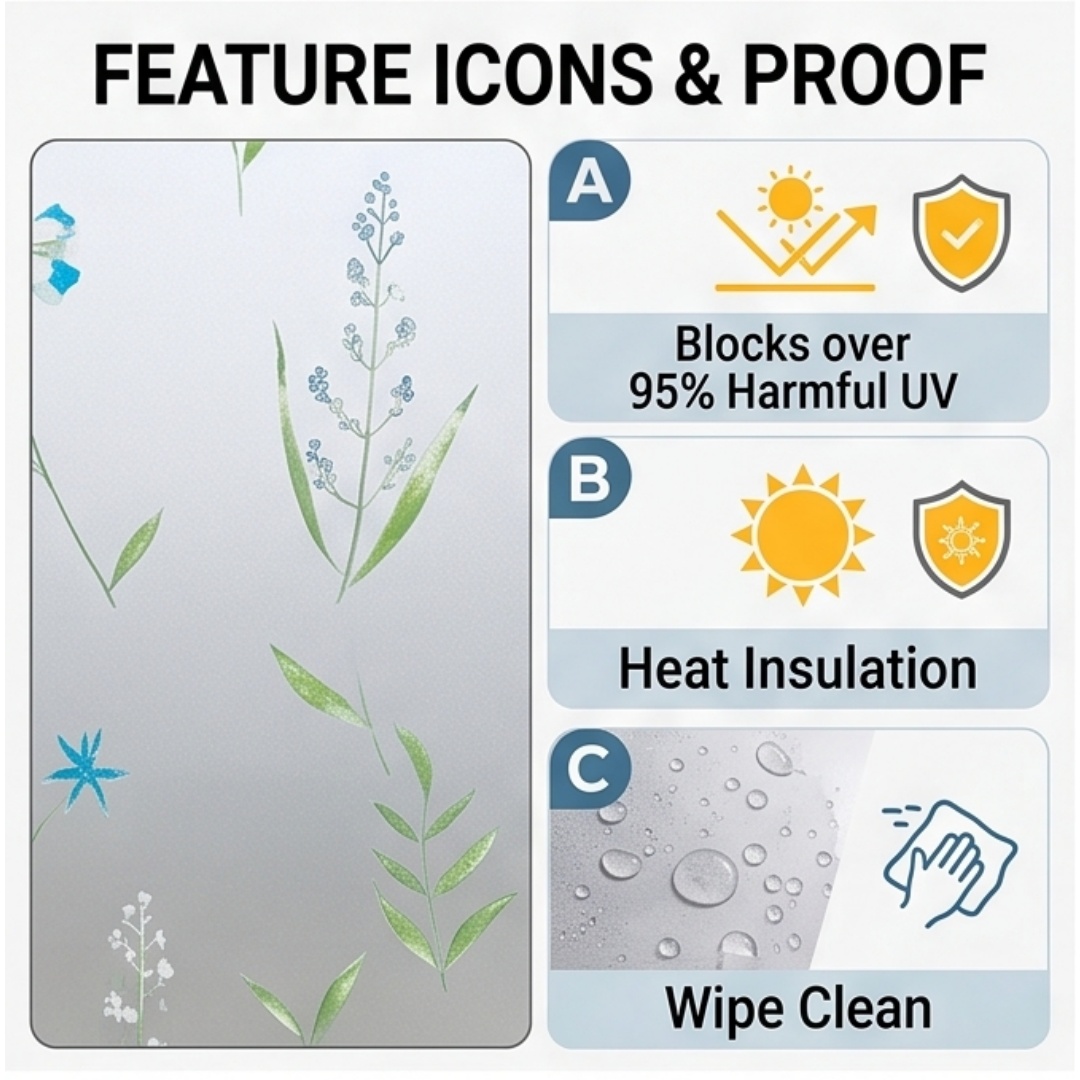 Zelfklevende blauwe wilde bloe - Window Insulation Film recensie en prijs